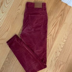 Madewell velour skinny jeans